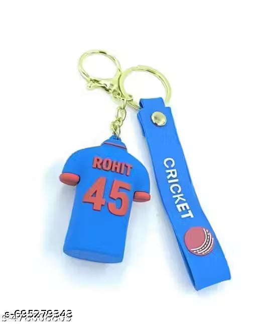 Rohit Sharma Jersey Keychain – Team India Captain Blue Cricket Key Ring | Silicone Mini Jersey Bag Charm & Gift Accessory.